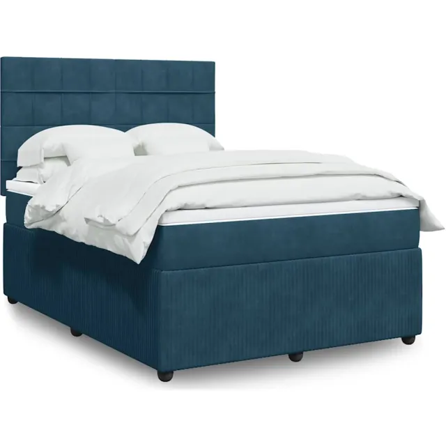 vidaXL Boxspring met matras fluweel blauw 140x190 cm