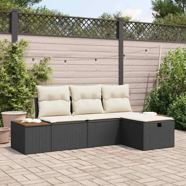 vidaXL Tuin Sofa Set 4 st Zwart poly rattan, foto 2