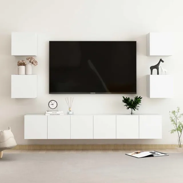 vidaXL 7-delige Tv-meubelset bewerkt hout wit, foto 2