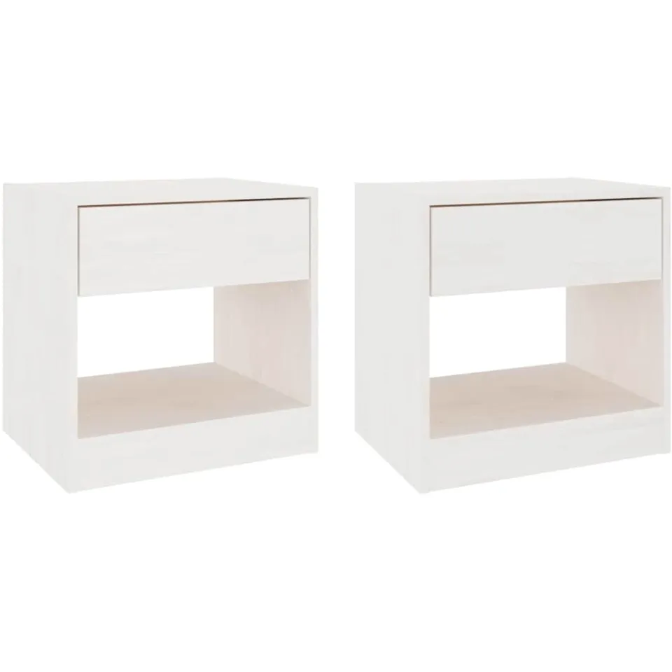 vidaXL Nachtkastjes 2 st 40x31x40 cm massief grenenhout wit