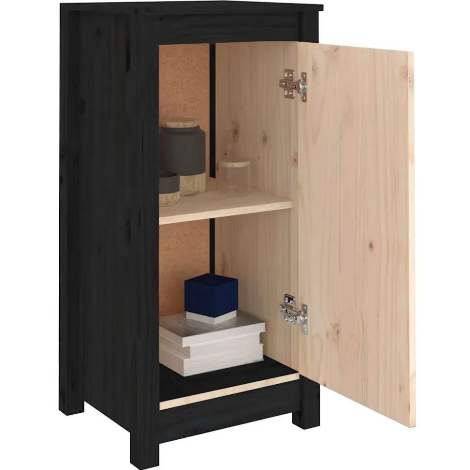 vidaXL Dressoirs 2 st 39x35x80 cm massief grenenhout zwart