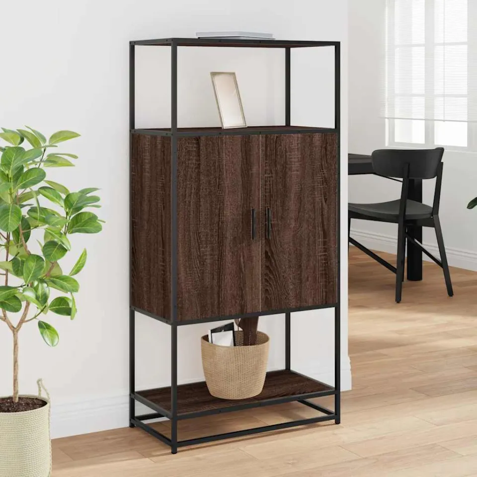 vidaXL Hoge kast 68x35x139 cm bewerkt hout en metaal bruin eikenkleur, foto 2