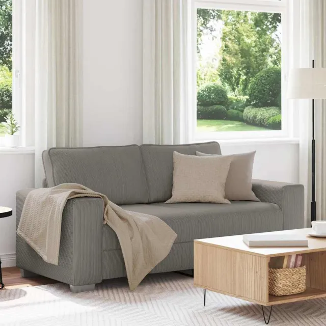 vidaXL Loveseat Sofa Lichtgrijs 180x77x82 cm Corduroy Stof grijs