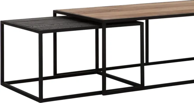 DTP Home Salontafel Cosmo - set van 3 - 110x60cm - 52x52cm Bruin