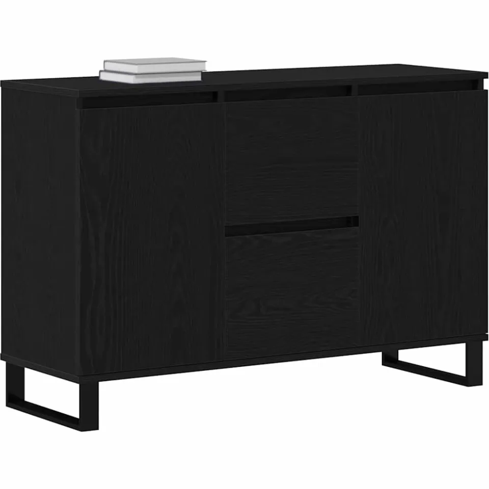 vidaXL Dressoir Zwart Eiken 101,5 x 35 x 70 cm Bewerkt hout