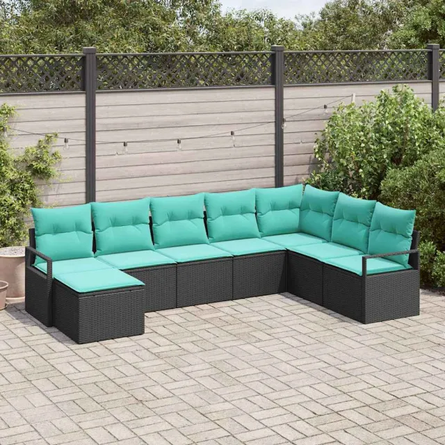 vidaXL Bankstel 8 st Zwart poly rattan, foto 2