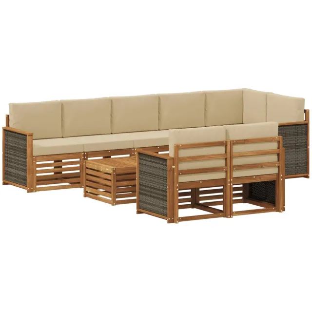 vidaXL Buiten - bank - set - 8 - st - 8-zits - Naturel - Massief - Acacia - Hout