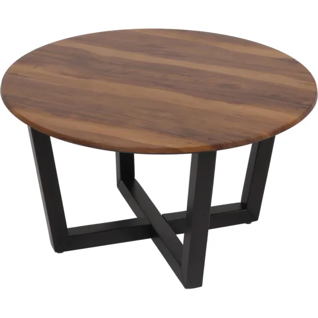 MCW Salontafel MCW-M61, bijzettafel sofatafel, massief hout HPL laminaat melamine Ø80cm, sheesham hout look, donker frame bruin