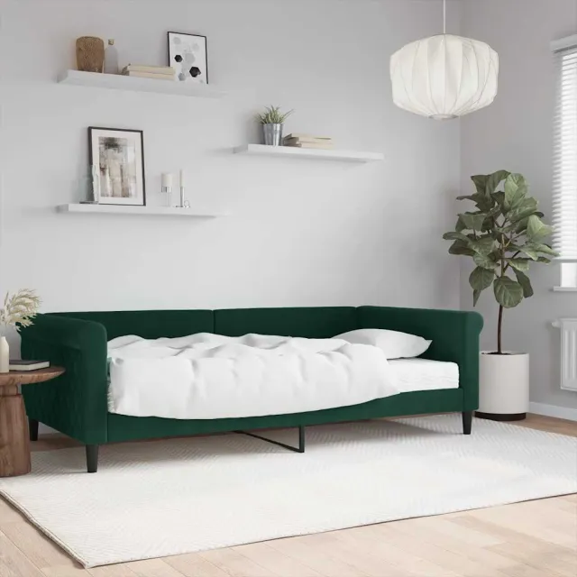 vidaXL Slaapbank met matras 100x200 cm fluweel donkergroen groen