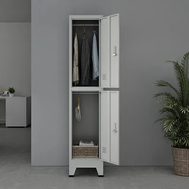 en.casa Lockerkast Joroinen 180x38x45 cm staal met 2 deuren grijs grijs met 2 deuren