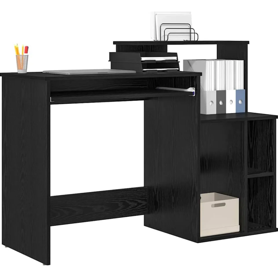 vidaXL Bureau Zwart Eiken 120,5 x 44 x 88,5 cm Bewerkt hout