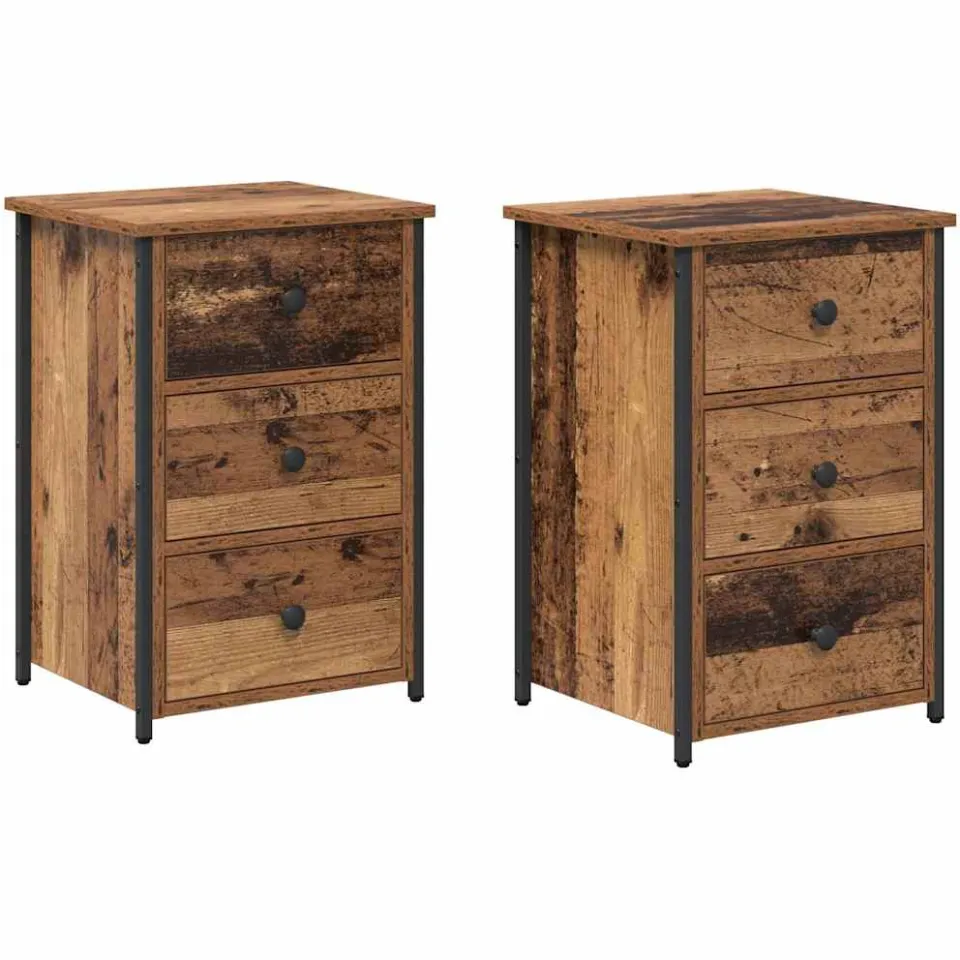 vidaXL Nachtkastje 2 st Bruin 40 x 36 x 60 cm Massief Gerecycled Hout, foto 3