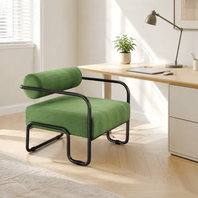 MODENUIT Relaxfauteuil 68,5 x 73 x 70,5 cm - Met Armleuningen - Voor Woonkamer En Bureau - Corduroy Groen Green