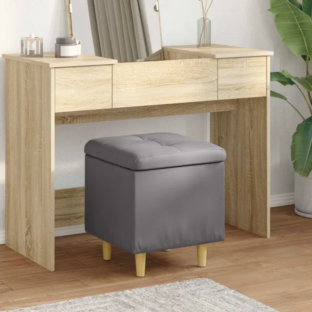 vidaXL Ottoman met Opbergruimte Grijs 40 x 40 x 45 cm Kunstleer
