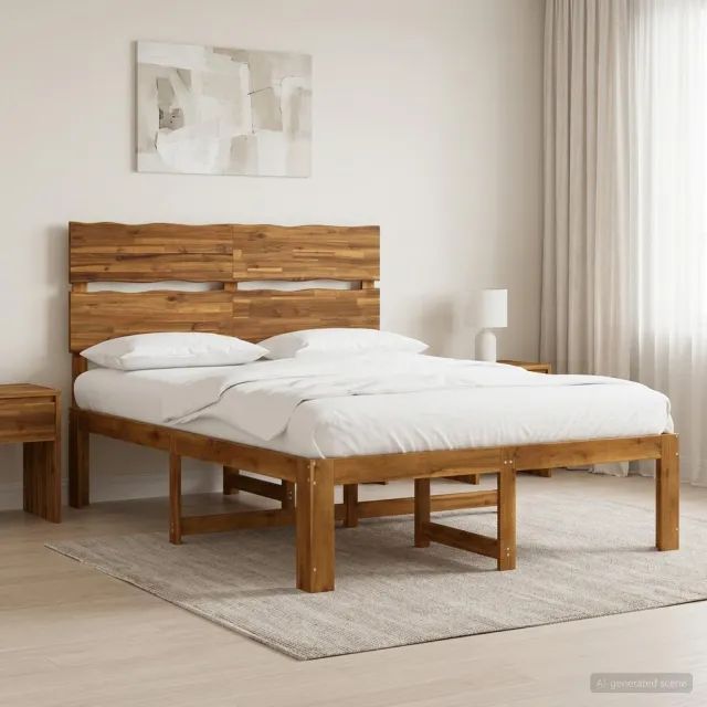 vidaXL Tweepersoonsbed met hoofdeinde ROSTOCK Naturel 150 x 200 cm Bruin