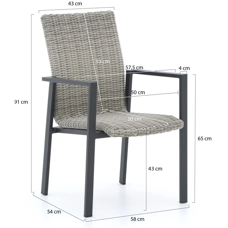 Manifesto Furniture Manifesto Villongo/Canzo 140cm dining tuinset 5-delig stapelbaar inklapbaar Grijs