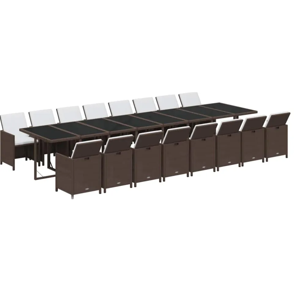 vidaXL 17-delige Tuinset met kussens poly rattan bruin, foto 3