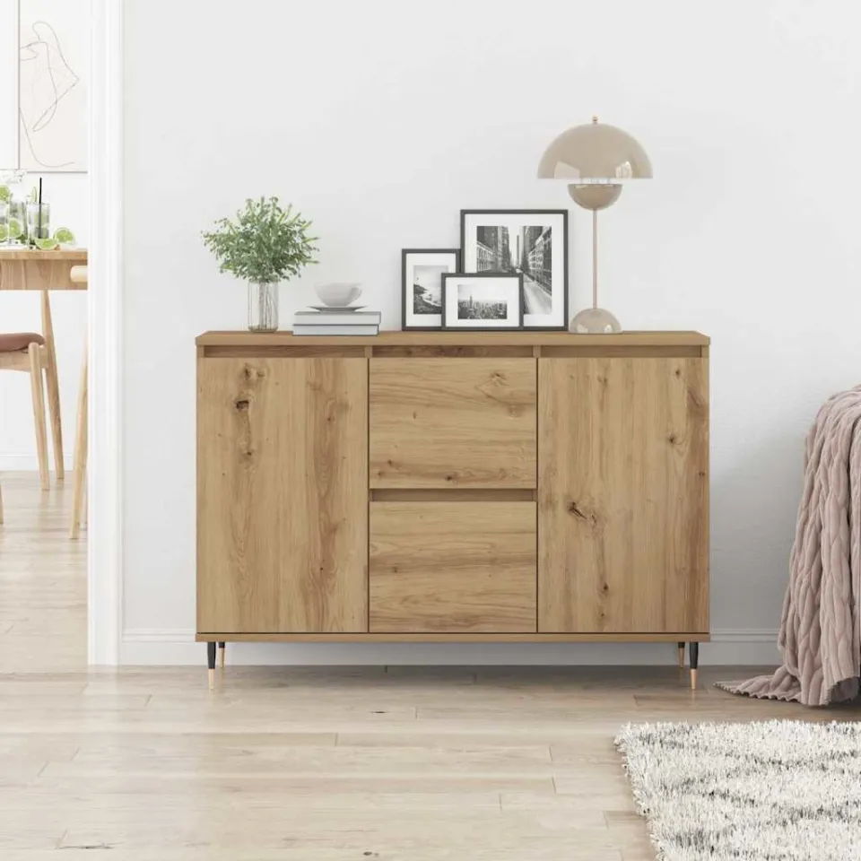 vidaXL Dressoir Artisan Eiken 101,5 x 35 x 70 cm Bewerkt hout, foto 4