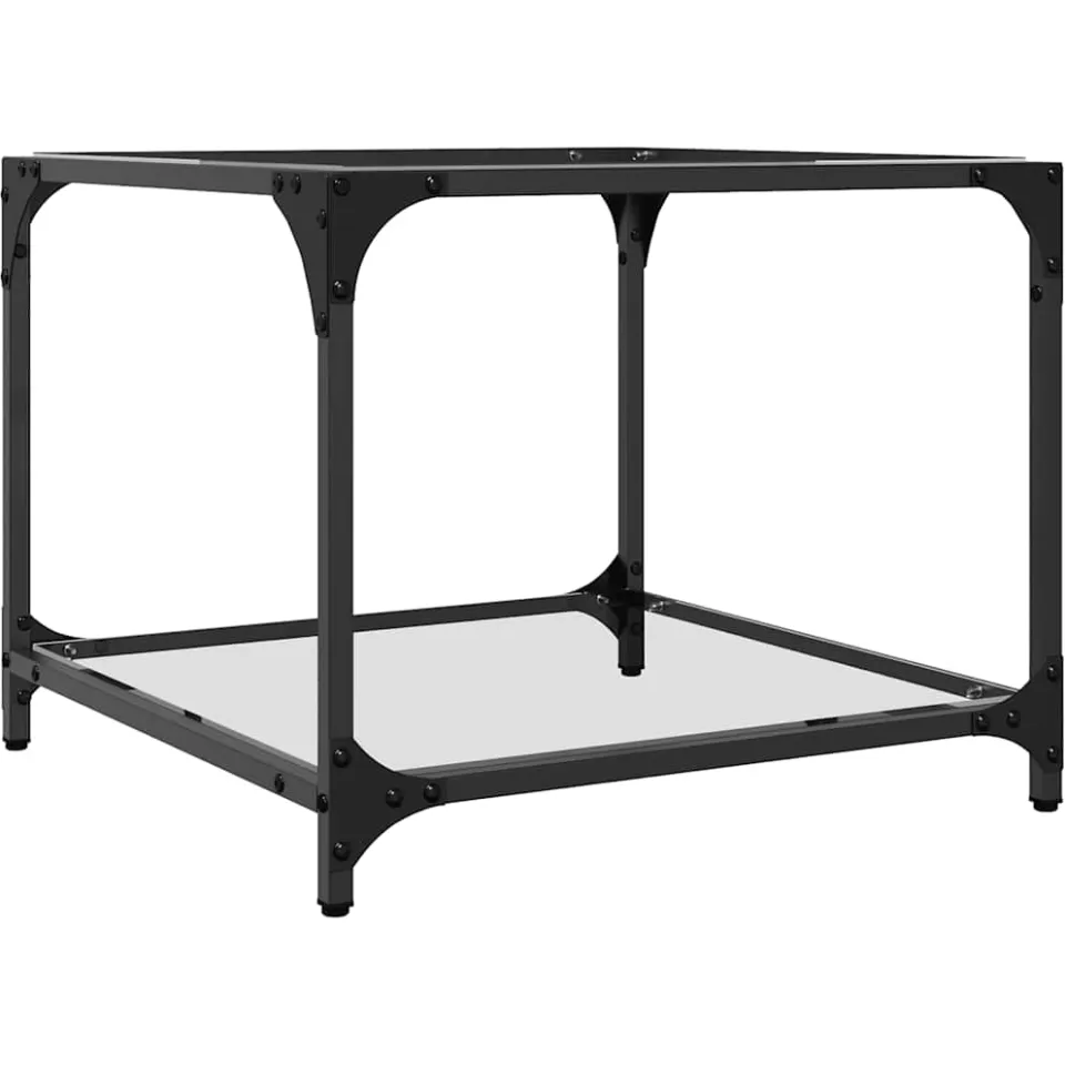 vidaXL Salontafels 2 st met transparant glazen blad 50x50x40 cm staal transparent, foto 3