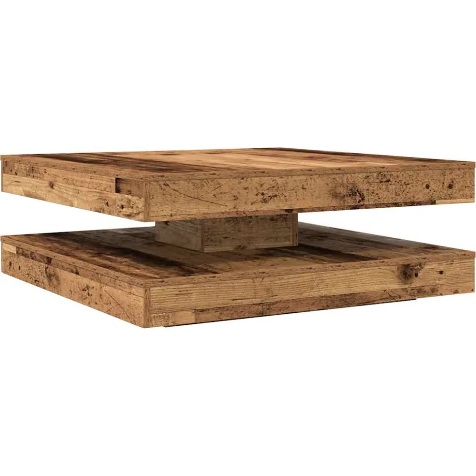 vidaXL Salontafel 360 graden draaibaar 90x90x34,5 cm oud houtkleurig bruin, foto 3