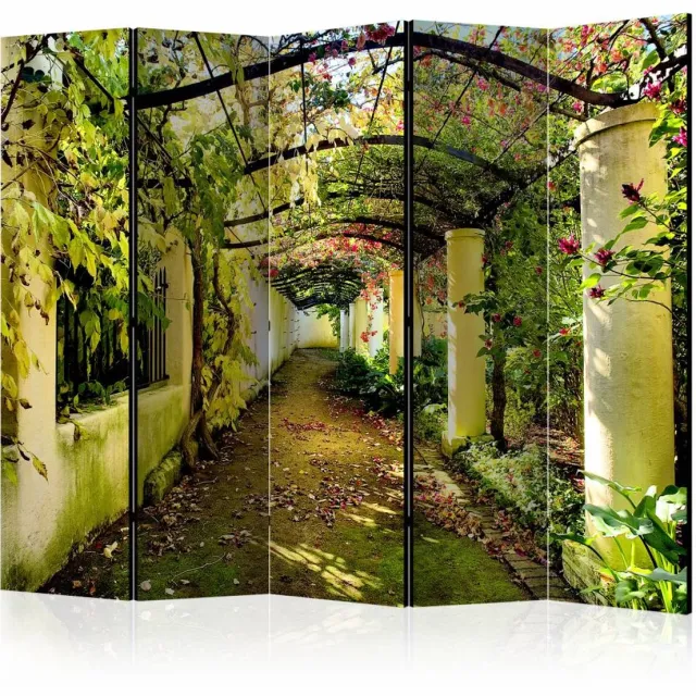 karo-art Vouwscherm / Kamerscherm - Romantische tuin 225x172cm , gemonteerd geleverd, dubbelzijdig geprint Multikleur
