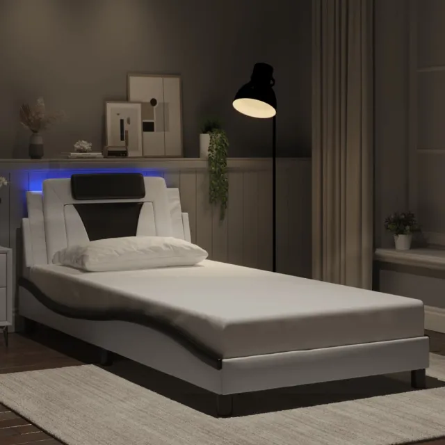 vidaXL Bedframe "Viana" met LED zonder matras wit en zwart 100x200 cm