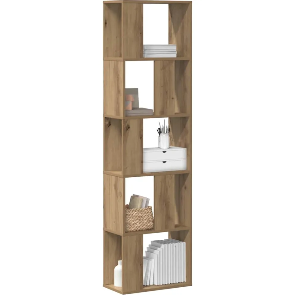 vidaXL Boekenkast 5-laags 45x23,5x162,5 cm hout artisanaal eikenkleur Bruin