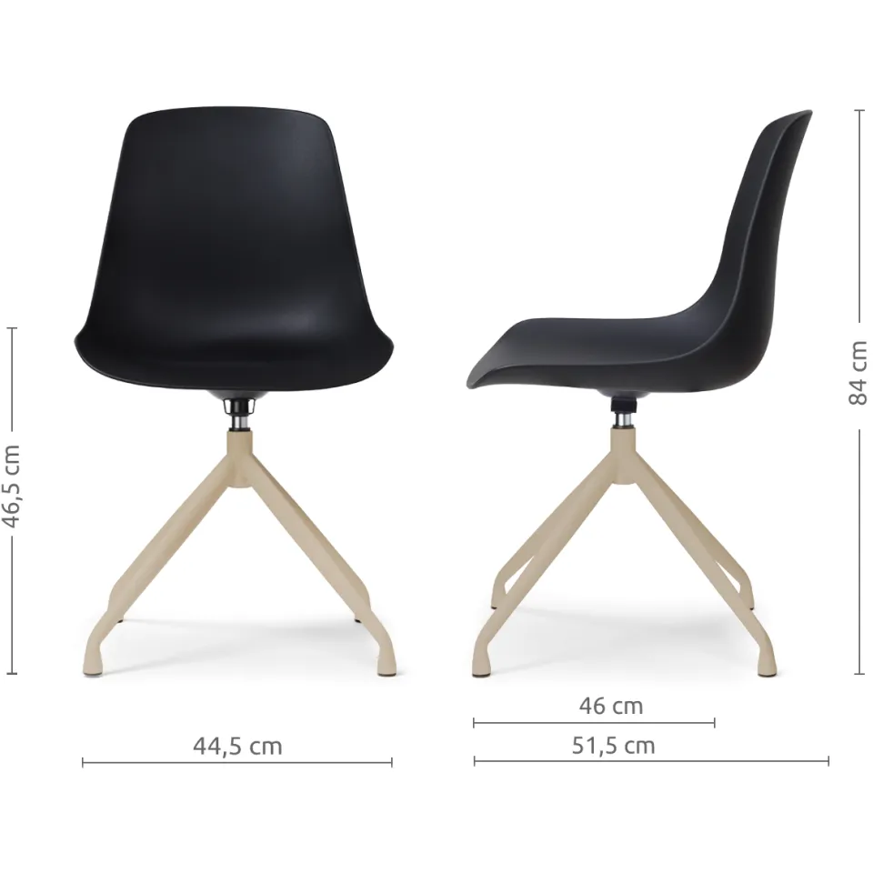Nolon Nola-Pip draaibare eetkamerstoel zwart - beige onderstel, foto 2