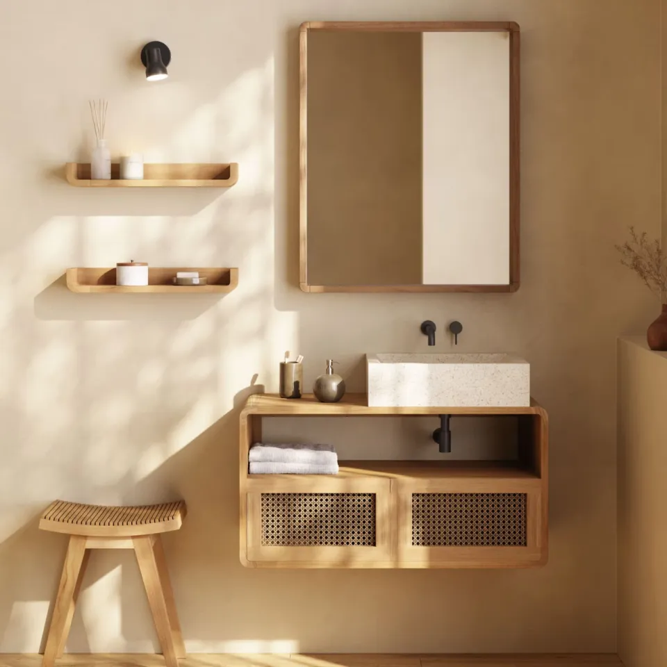 Kave Home Sabiela badkamermeubel teak naturel, foto 5