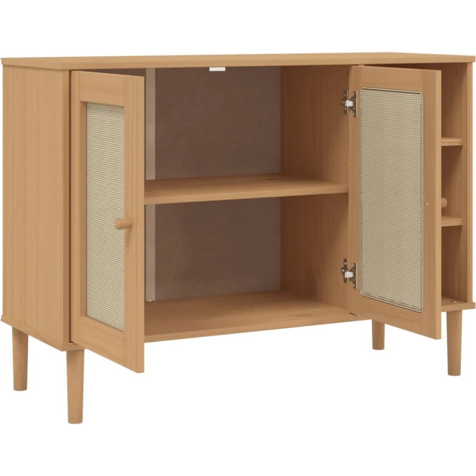 vidaXL Dressoir SENJA 112x40x80 cm rattan massief grenenhout bruin, foto 4