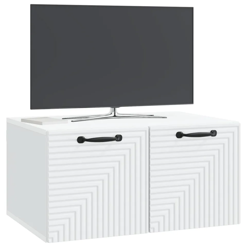 vidaXL Wandbeugel TV-kast Wit 59,5 x 41 x 30 cm Bewerkt hout