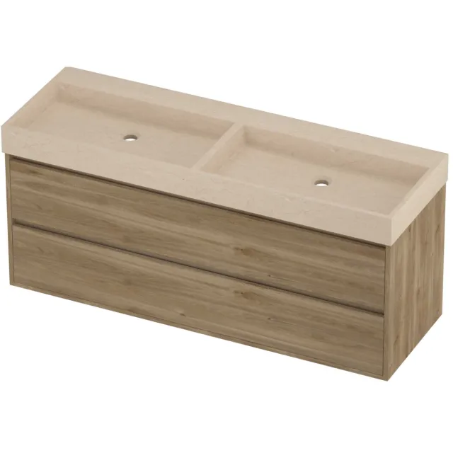 Proline Evoli Badmeubelset Hardsteen Loft 140x46x62 cm Sand Stone Cider Oak Eiken