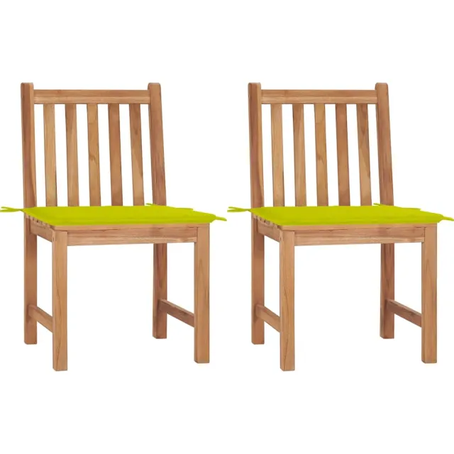vidaXL Tuinstoelen 2 st met kussens massief teakhout Groen