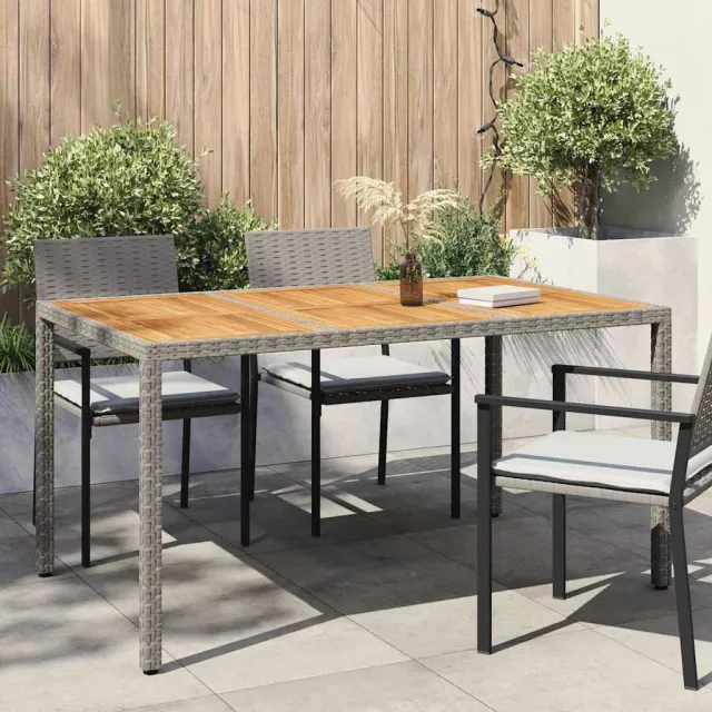 vidaXL Tuinstafel Grijs 150 x 90 x 75 cm poly rattan