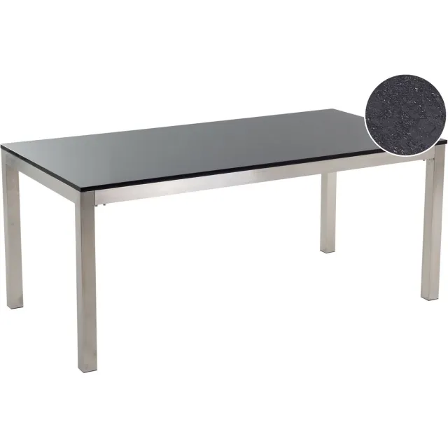 Beliani GROSSETO - Tuintafel - Zwart/RVS - 90 x 180 cm - Graniet