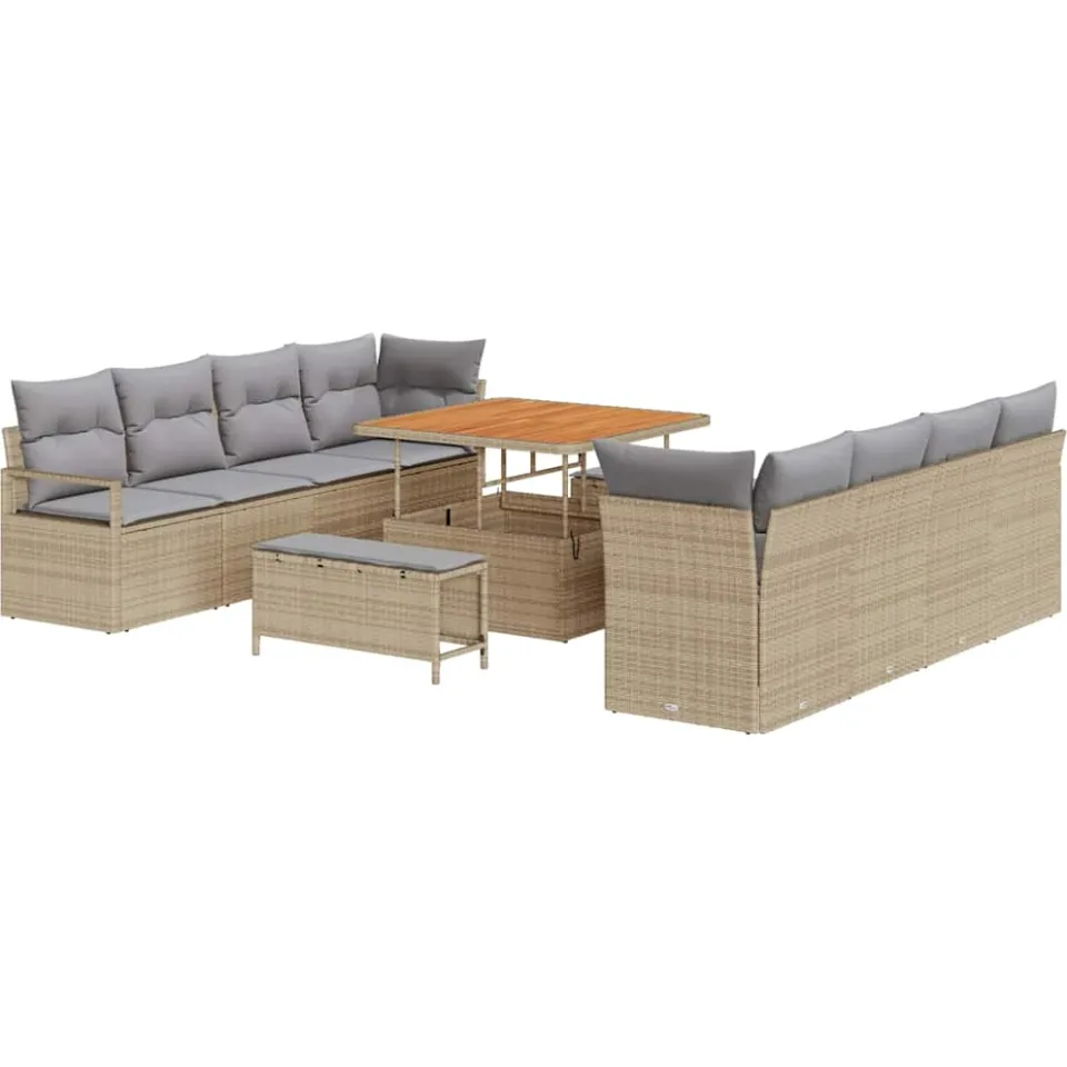 vidaXL Tuinbankenset 11 st Beige poly rattan
