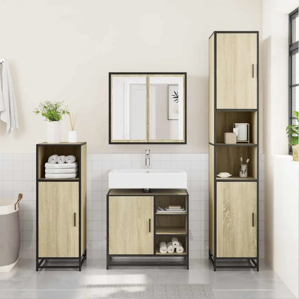 vidaXL Wastafelkast Sonoma eiken 65x33x60 cm bewerkt hout, foto 3