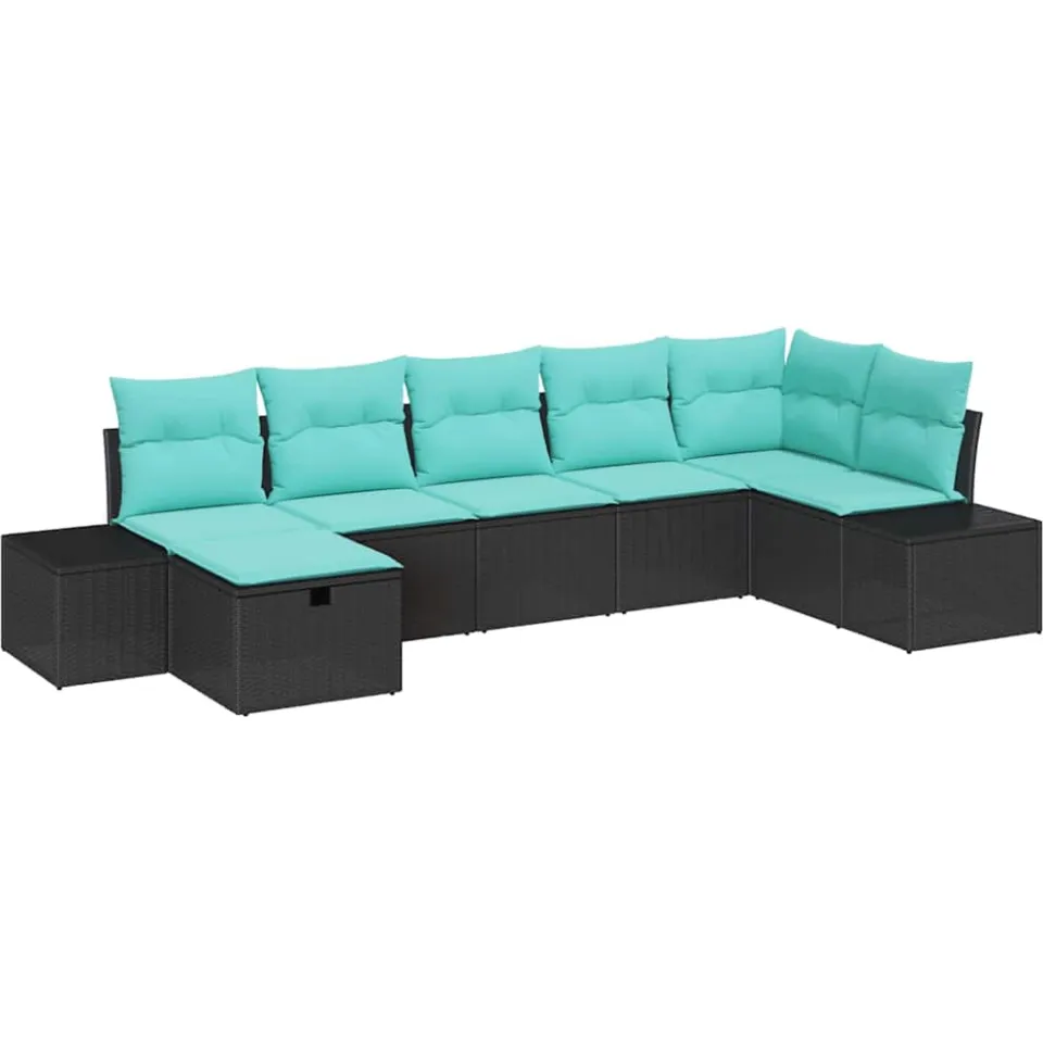 vidaXL Bankstel 5 st poly rattan Zwart