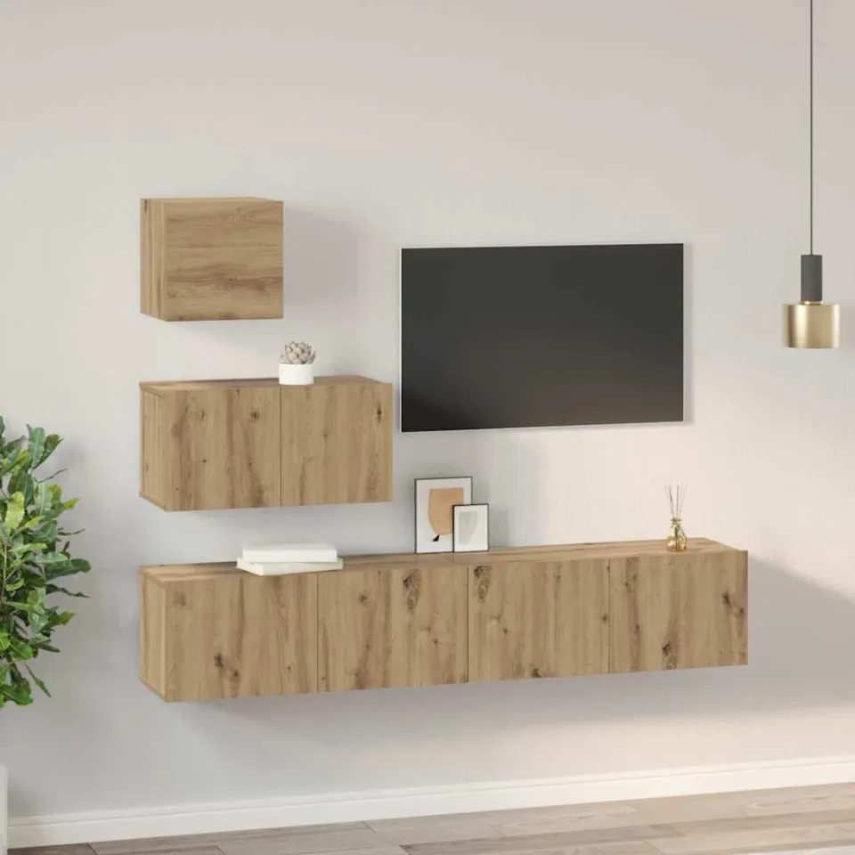 vidaXL Tv-meubelset 4 st 80 x 30 x 30 cm Artisan Eiken, foto 4