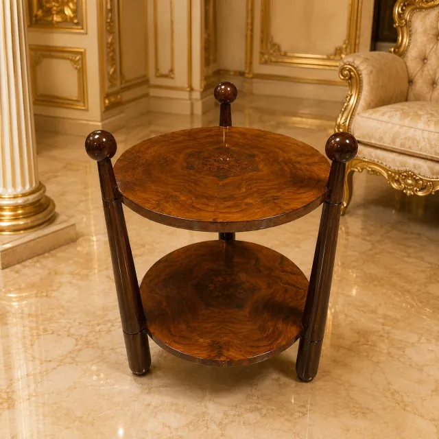 Megabarok Art-Deco bijzettafel Sade Mahonie/creme