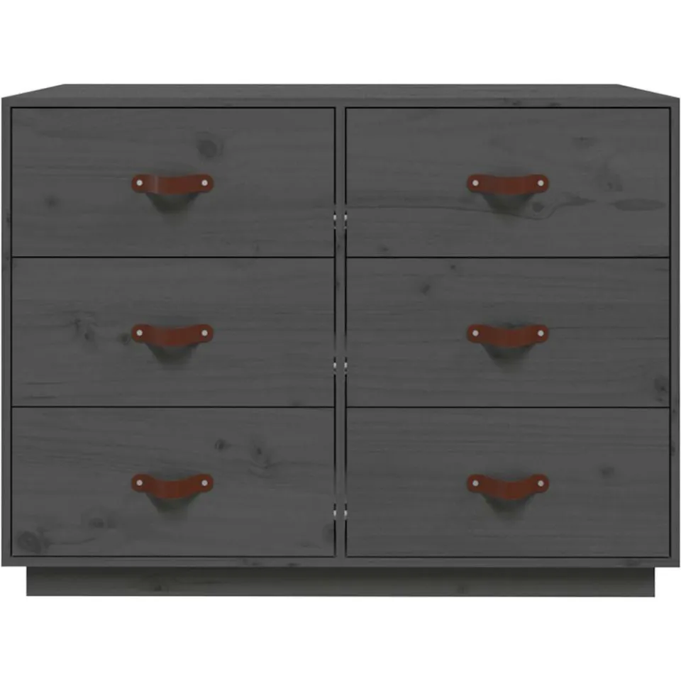 vidaXL Dressoir 100x40x75 cm massief grenenhout grijs, foto 3