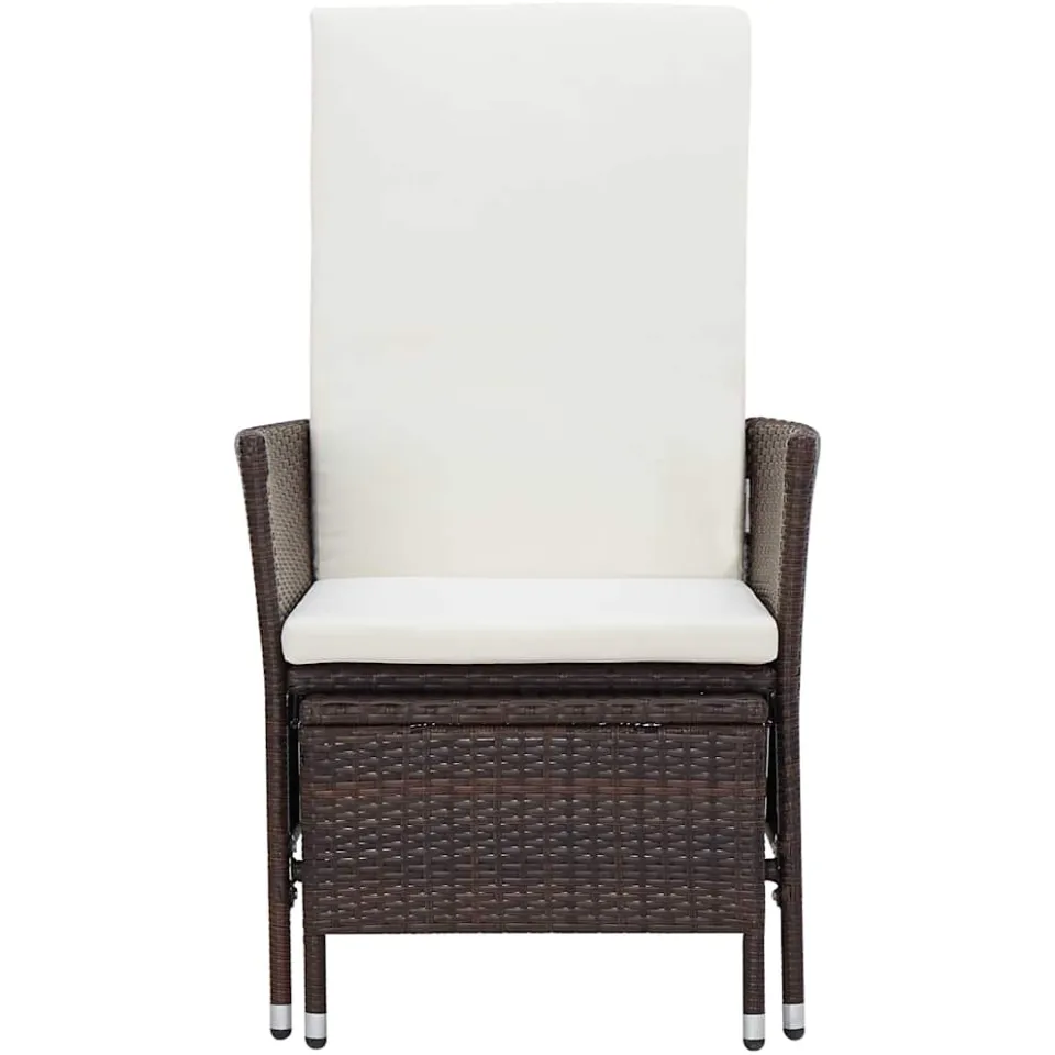 vidaXL 3-delige Loungeset met kussens poly rattan bruin, foto 4