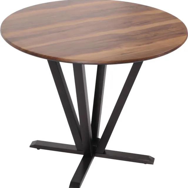 MCW Bistrotafel MCW-M56, eettafel, massief hout HPL laminaat melamine Ø92cm, sheesham hout look, donker frame Grijs