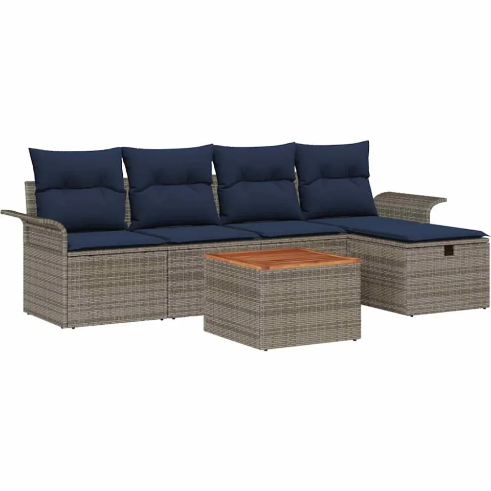 vidaXL Tuinbankenset 6 st Grijs poly rattan