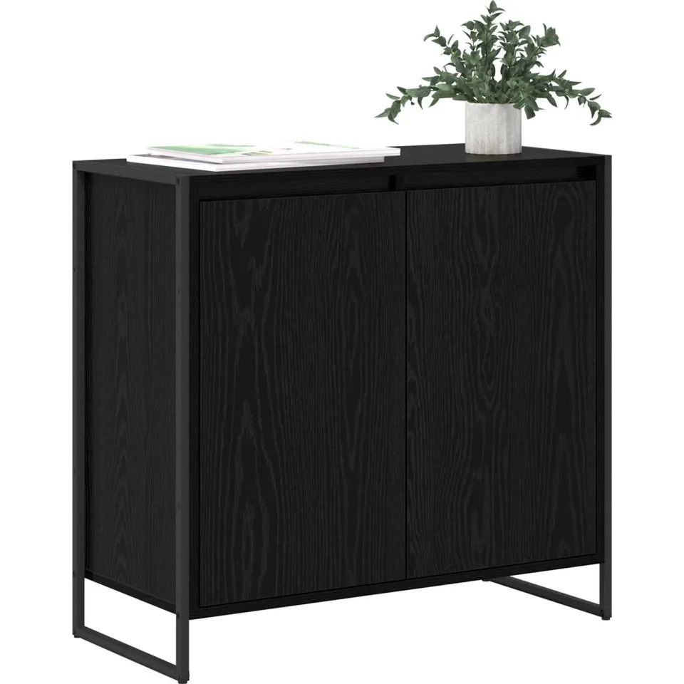 vidaXL Bijzetkast Zwart Eiken 79 x 36 x 75 cm Bewerkt hout