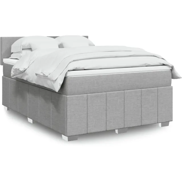 vidaXL Boxspring met matras stof lichtgrijs 140x200 cm grijs