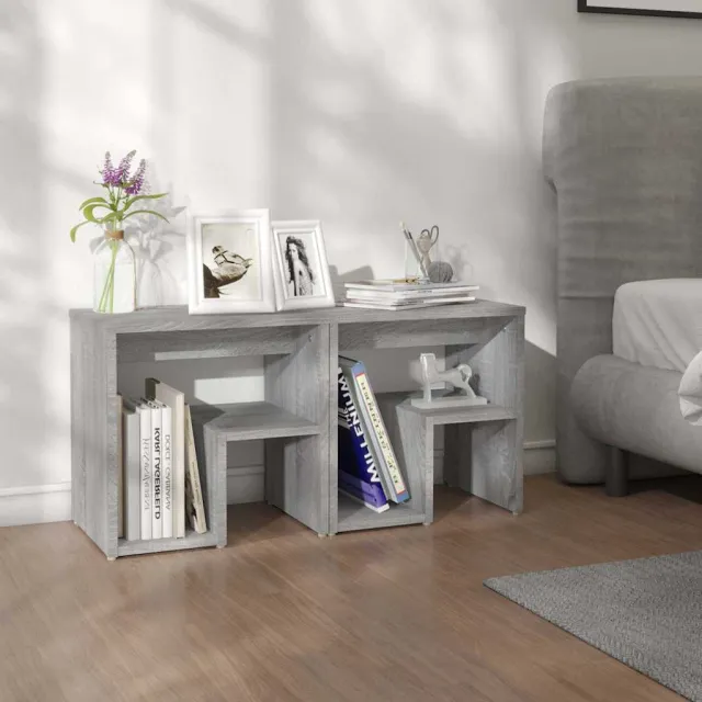 vidaXL Nachtkastjes 2 st 40x30x40 cm bewerkt hout grijs sonoma eiken, foto 2