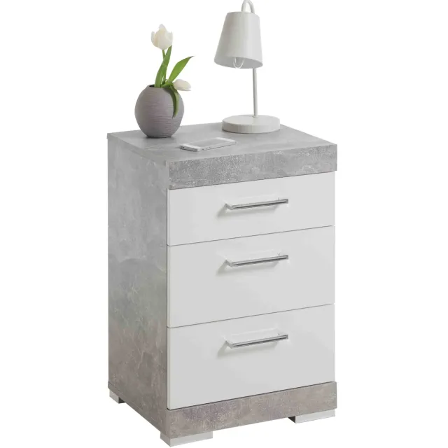 Nachtkastje Hermes beton grijs Grijs | Wit