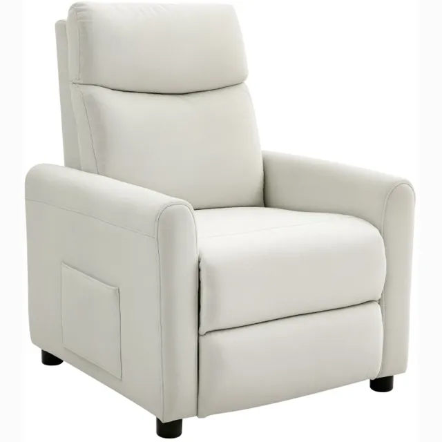 MODENUIT Relaxfauteuil 73 x 86 x 100 cm - Handmatig Verstelbaar 145 Graden - Voor Woonkamer - Stof Crèmewit