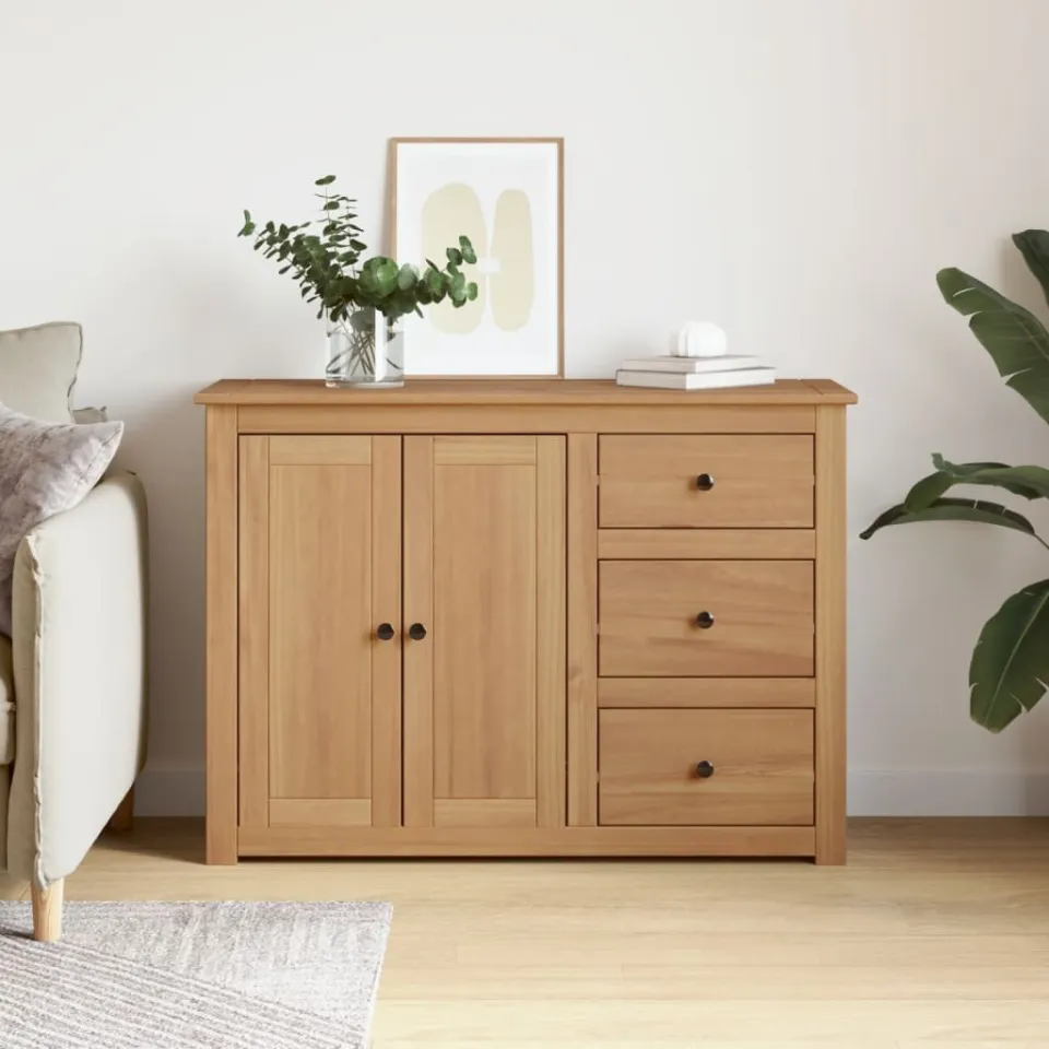 vidaXL Dressoir met lades Panama 112x40x80 cm massief grenenhout bruin, foto 2